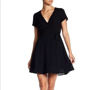 Lush Mini Black Wrap Dress